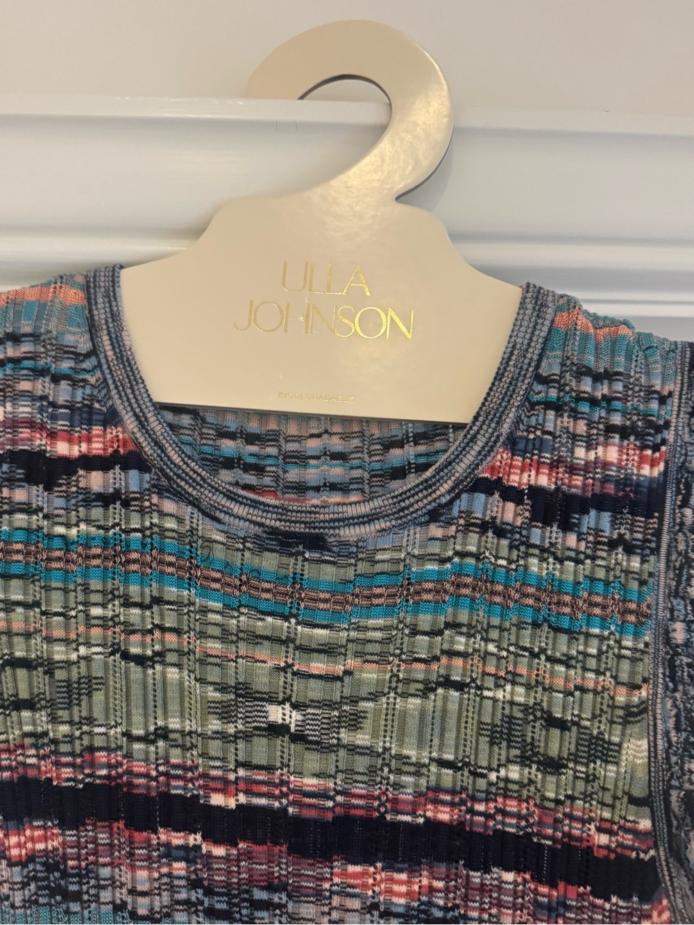NWT ULLA JOHNSON AJAK SLEEVELESS STRIPED KNIT MIDI DRESS BLUE MULTI SZ SM/ 4 - Picture 6 of 8